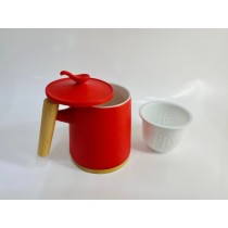日式工匠手做馬克杯茶器組-時尚紅